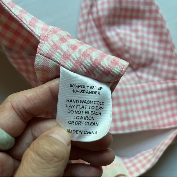 ANGEL LA pink white gingham check plaid crystal gem buckle halter crop backless - Picture 7 of 7